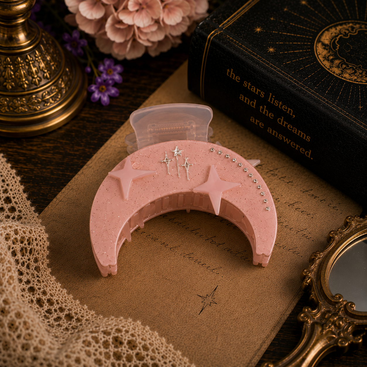 Star & Moon Rhinestone Hair Claw