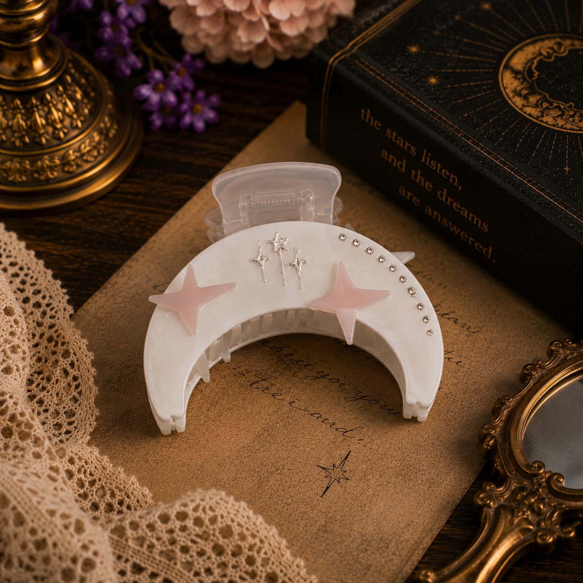 Star & Moon Rhinestone Hair Claw